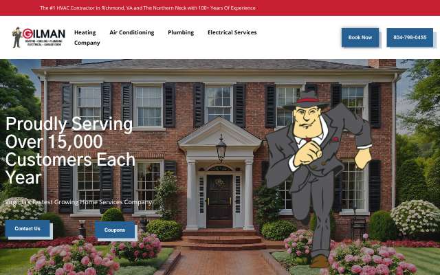 Gilman Heating, Cooling & Plumbing's page as the assistant saw it
