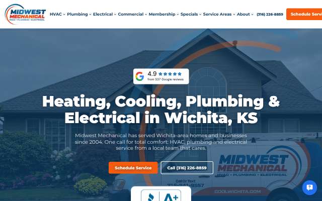Midwest Mechanical's page as the assistant saw it