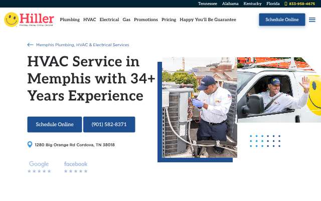 Happy Hiller (Memphis HVAC)'s page as the assistant saw it