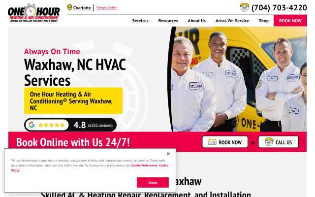 One Hour Heating & Air Conditioning of Charlotte's page as the assistant saw it