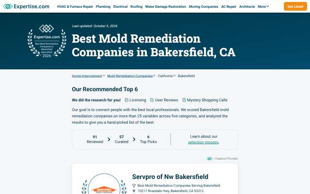 ServiceMaster Restore's page as the assistant saw it