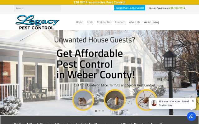 Legacy Pest Control's page as the assistant saw it