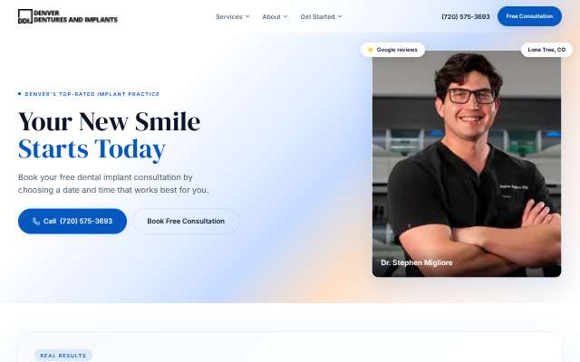 Denver Dentures and Implants's page as the assistant saw it