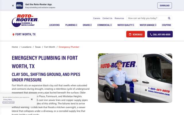Roto-Rooter's page as the assistant saw it