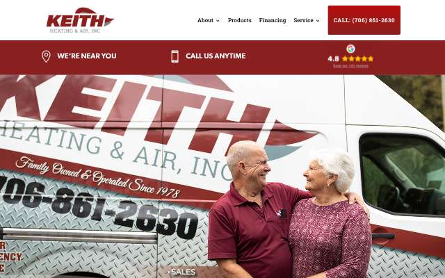 Keith Heating & Air's page as the assistant saw it