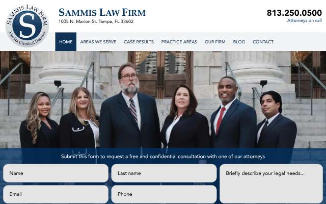 Sammis Law Firm's page as the assistant saw it