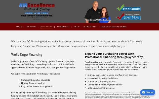 Air Excellence Heating and Cooling's page as the assistant saw it