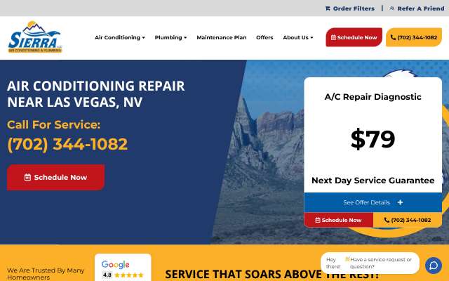 Sierra Air Conditioning & Plumbing's page as the assistant saw it