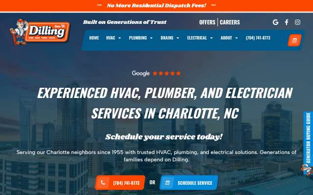 Dilling Heating, Cooling, Plumbing & Electrical's page as the assistant saw it