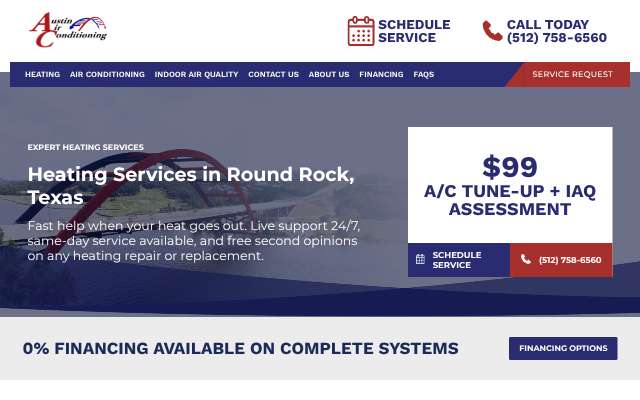 Austin Air Conditioning's page as the assistant saw it