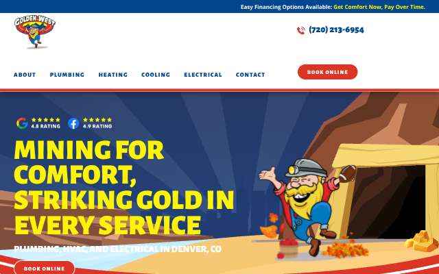 Golden West Plumbing, Heating, Air Conditioning, and Electrical's page as the assistant saw it
