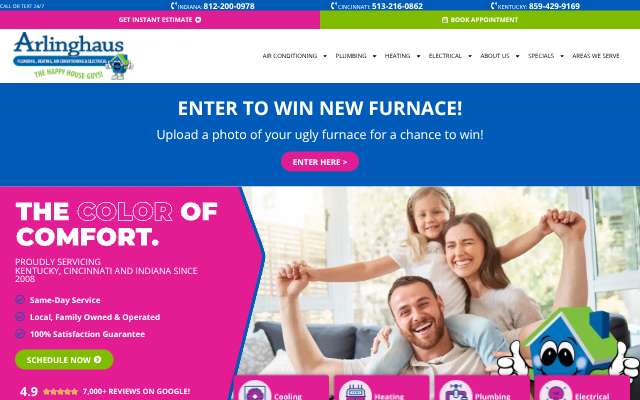 Arlinghaus Plumbing, Heating, Air Conditioning & Electrical's page as the assistant saw it