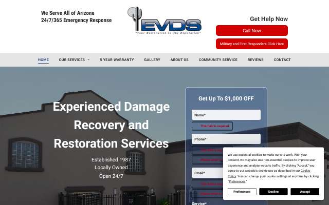 Page cited for East Valley Disaster Service