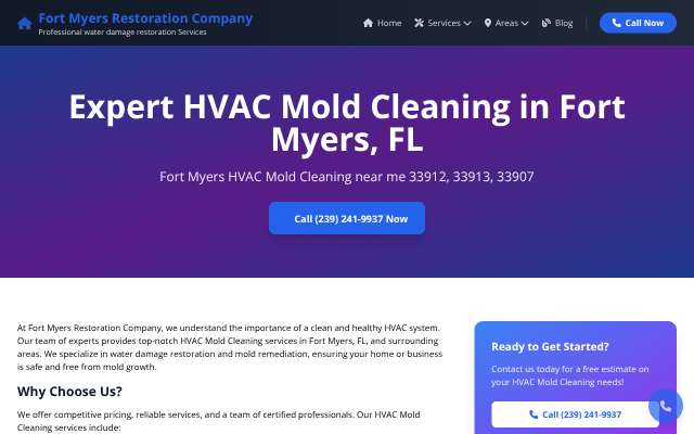 Fort Myers Restoration Company's page as the assistant saw it