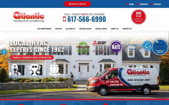 Atlantic Heating & Air Conditioning's page as the assistant saw it