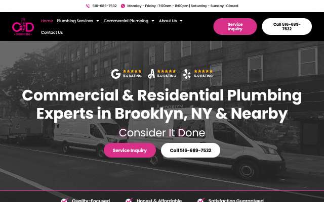 Page cited for Consider It Done Plumbing, Water Heaters, and Drain Cleaning
