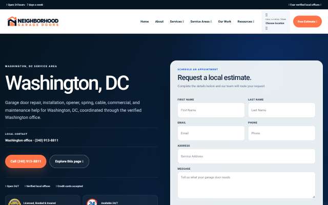 Page cited for Neighborhood Garage Door Repair of Washington DC
