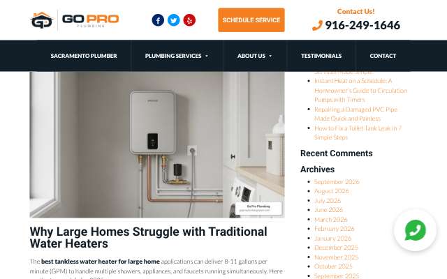 Go Pro Plumbing's page as the assistant saw it
