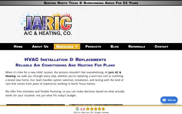 Jaric AC & Heating's page as the assistant saw it