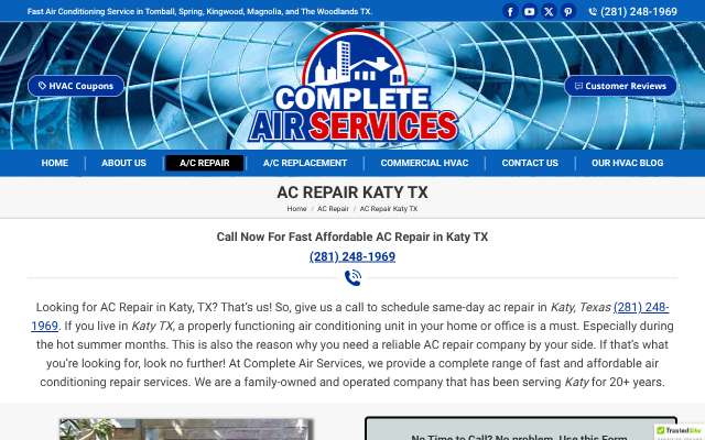 Complete Air Services's page as the assistant saw it