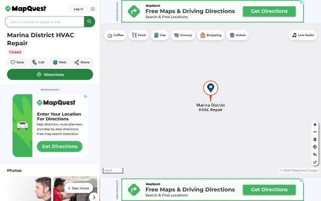 Marina District HVAC Repair's page as the assistant saw it