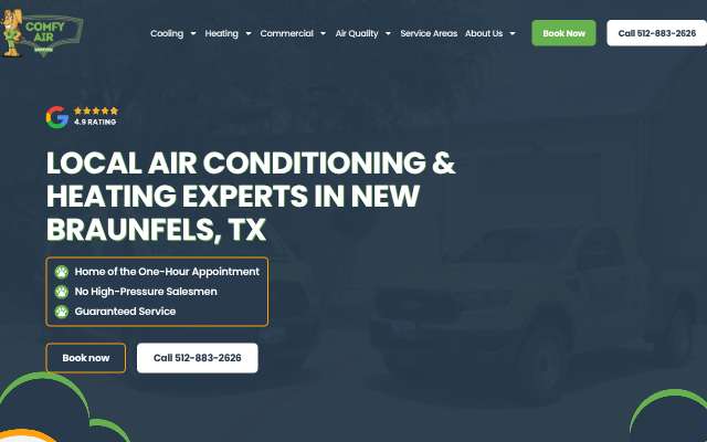 Comfy Air AC and Furnace Repair's page as the assistant saw it