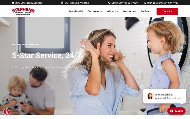 Stephens Plumbing, Heating & Air Conditioning's page as the assistant saw it