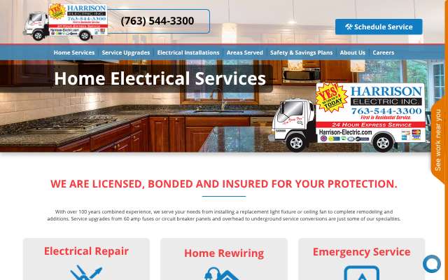 Harrison Electric, Inc.'s page as the assistant saw it