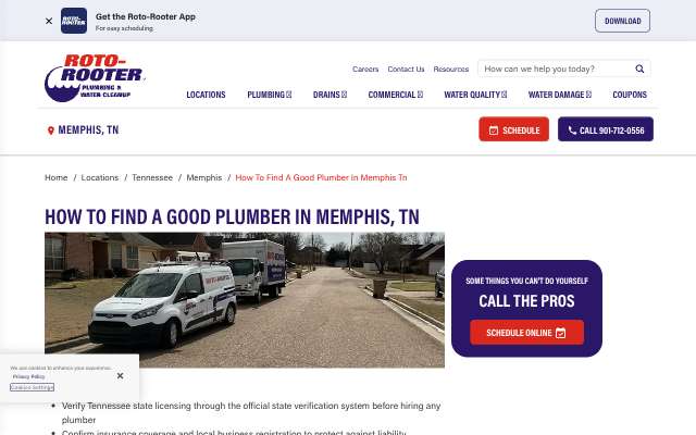 Roto-Rooter (Memphis)'s page as the assistant saw it