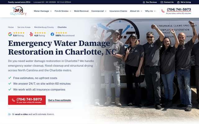 24/7 Aquadry's page as the assistant saw it