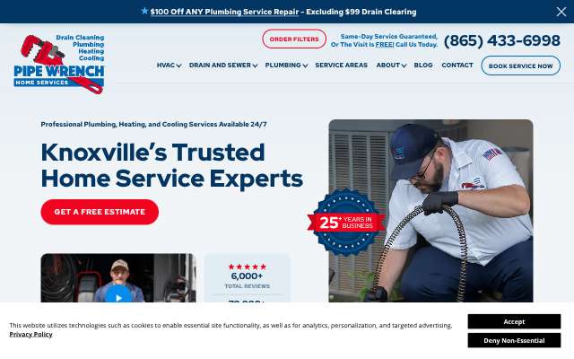 Pipe Wrench Plumbing, Heating & Cooling's page as the assistant saw it
