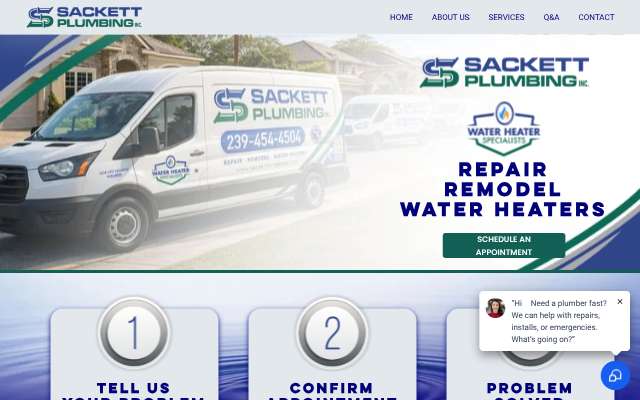 Sackett Plumbing's page as the assistant saw it