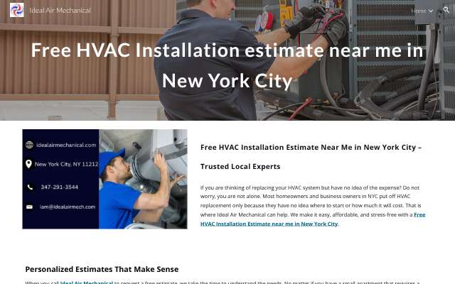 Ideal Air Mechanical's page as the assistant saw it