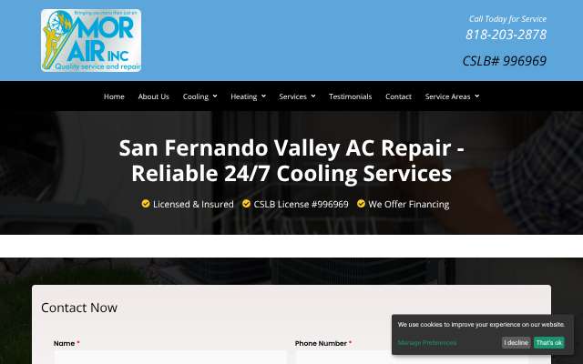 Mor Air's page as the assistant saw it