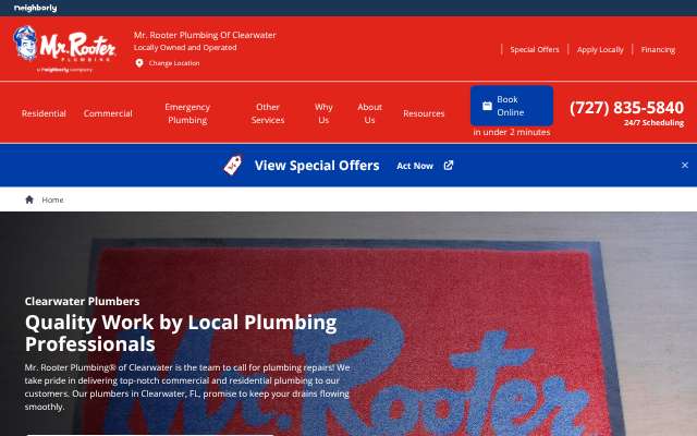 Mr. Rooter Plumbing of Clearwater's page as the assistant saw it