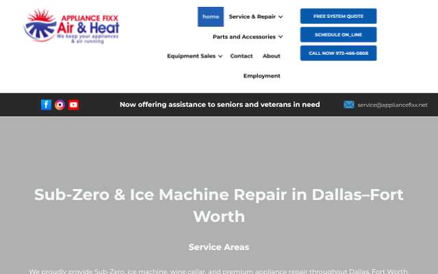 Appliance Fixx Air & Heat's page as the assistant saw it