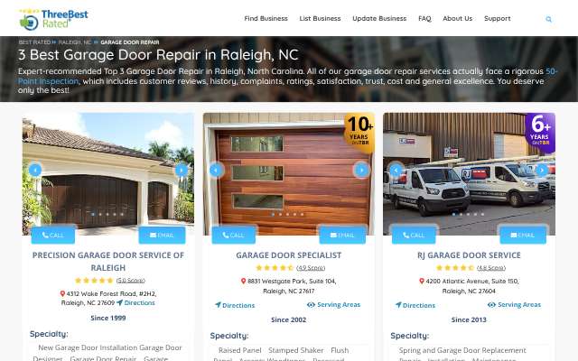 Precision Garage Door Service of Raleigh's page as the assistant saw it
