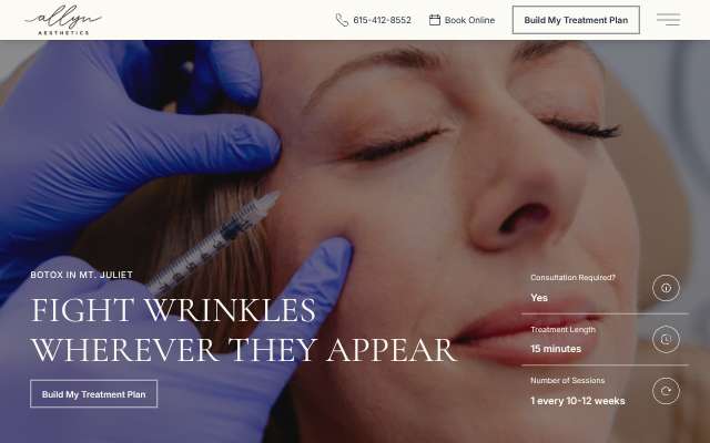 Allyn Aesthetics's page as the assistant saw it