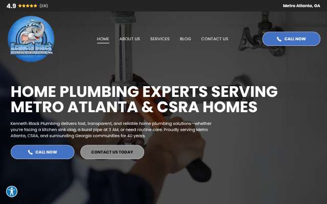 Kenneth Black Plumbing's page as the assistant saw it