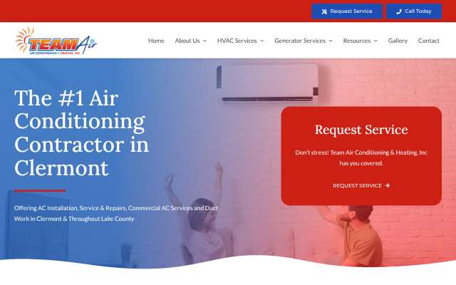 Team Air Conditioning & Heating, Inc.'s page as the assistant saw it