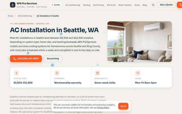 SPS Pro Services's page as the assistant saw it