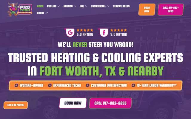 Pro Tech Heating & Air Conditioning's page as the assistant saw it