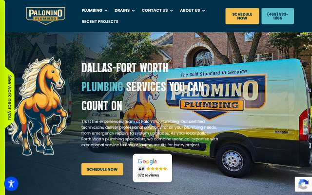 Palomino Plumbing's page as the assistant saw it