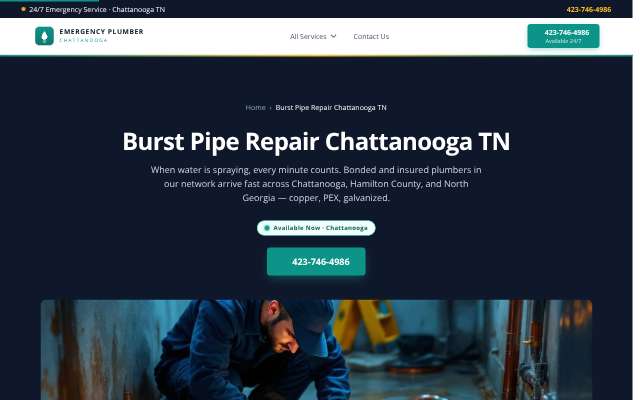Emergency Plumber Chattanooga's page as the assistant saw it