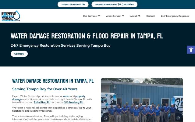 Expert Water Removal's page as the assistant saw it
