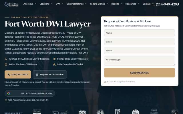 Deandra Grant (texasdwisite.com, Fort Worth office)'s page as the assistant saw it