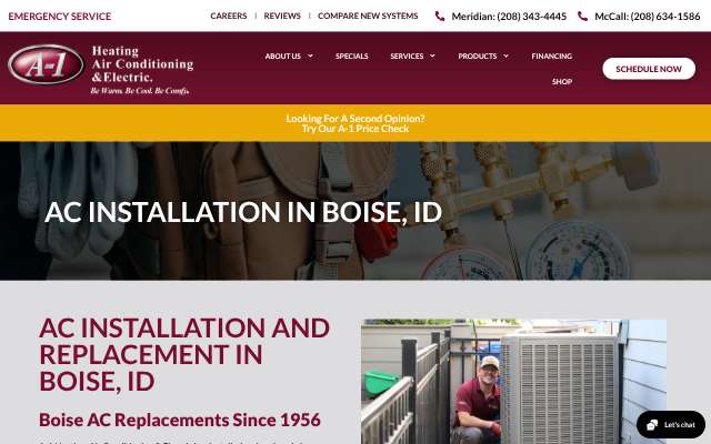 A-1 Heating, Air Conditioning & Electric's page as the assistant saw it