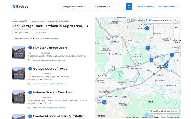 Page cited for Garage Doors of Texas