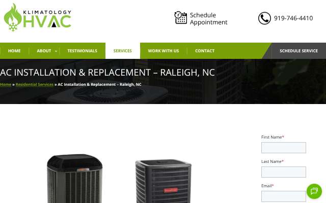 Klimatology HVAC LLC's page as the assistant saw it