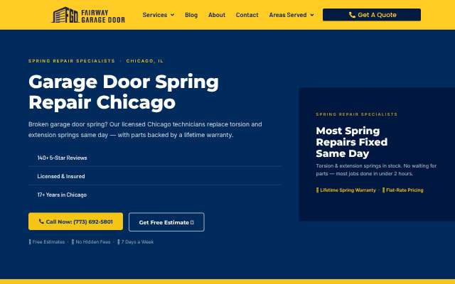 Fairway Garage Door's page as the assistant saw it